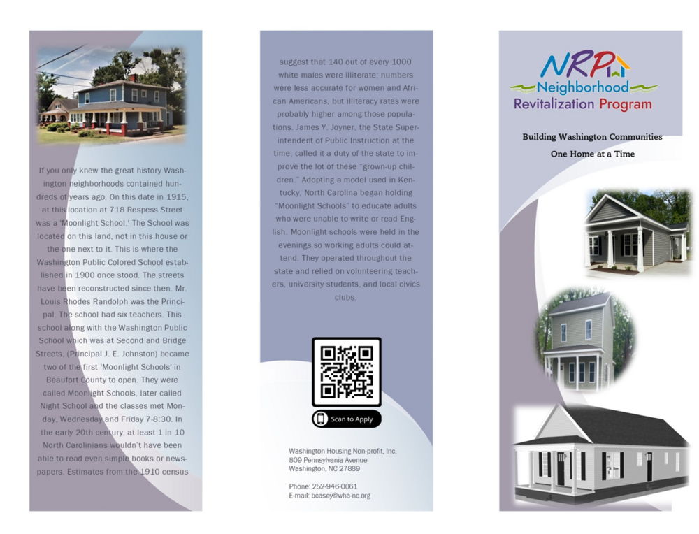 NRP Brochure - Page 1. All information on this brochure is listed above.