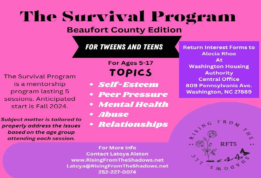 The Survival Program flyer, the information on this flyer is in the text above. 