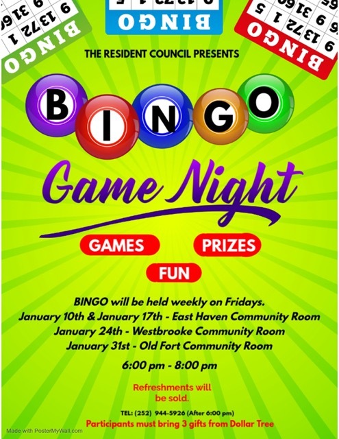 BINGO Flyer, all information as listed below.