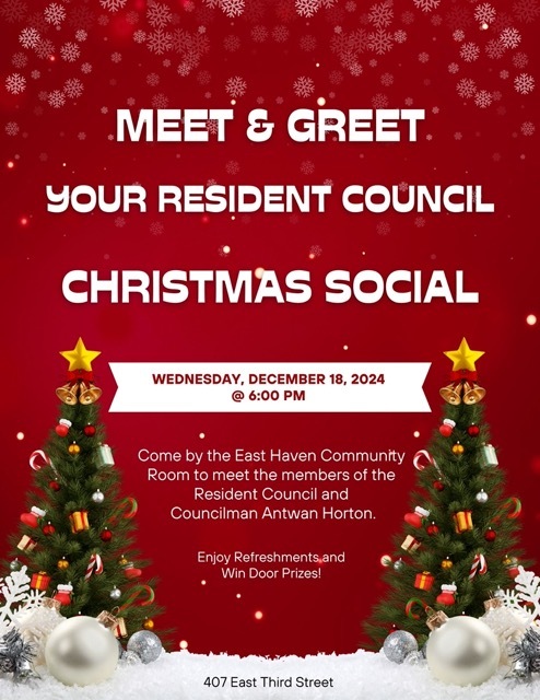 Christmas Social Meet and Greet Flyer, all information as listed below.