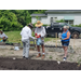 People working in the community gardens.