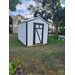 Outside of new storage shed in the community garden.